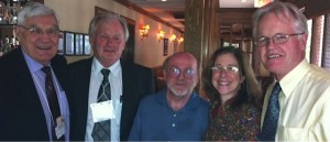 Current and former CRSP Directors and USAID AOR at the AIARD annual meeting. John Yohe, Tim Williams, Harry Rea, Hillary Egna, and Tag Demment.